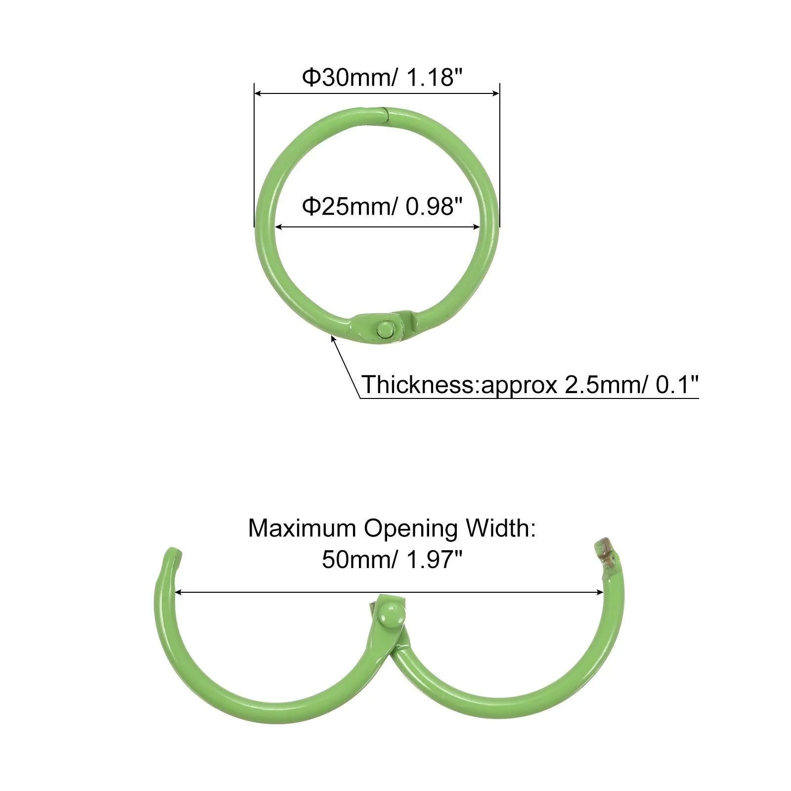 25mm Book Rings - Green - Image 3
