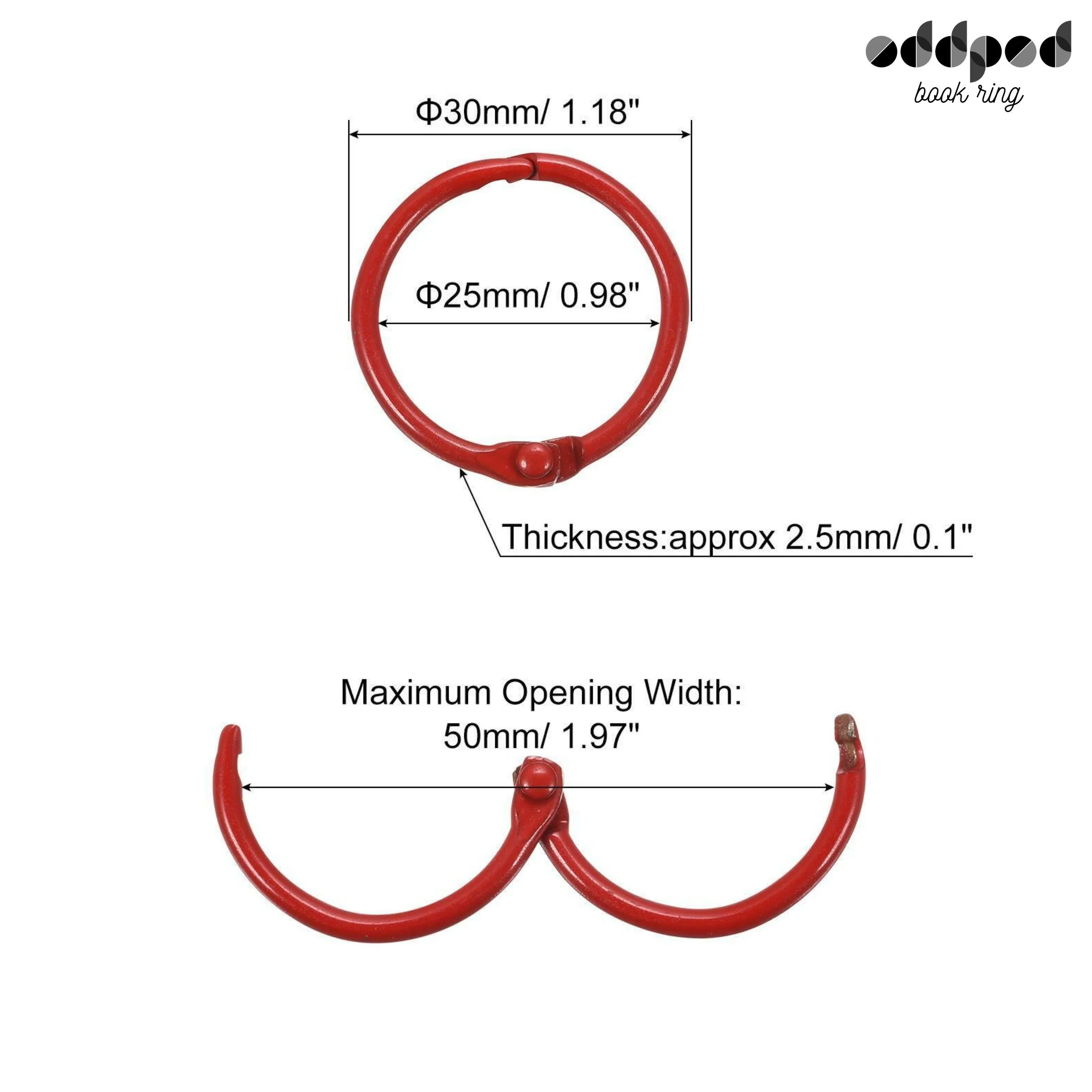 25mm Book Rings - Red - Image 7